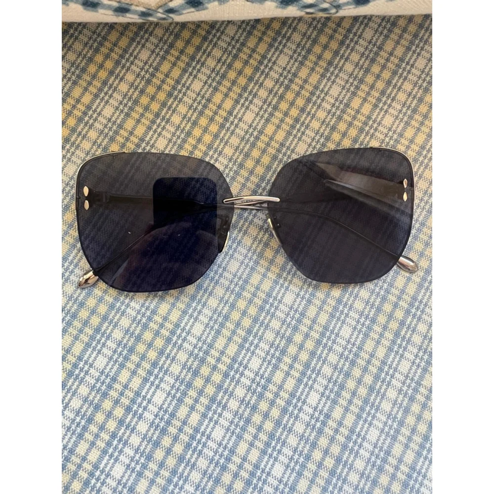New Isabel Marant Blue Silver Rimless Sunglasses -Flaw - Picture 6 of 7